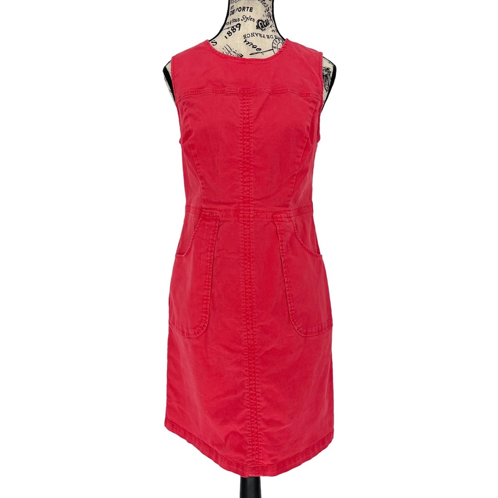 Boden Coral Pink Cotton Canvas Sleeveless Mini Dress Size 6P Pockets Chic Summer